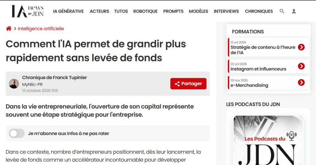 RP IT B2b Myntic - Retrouver notre tribune publiée par Jdnet